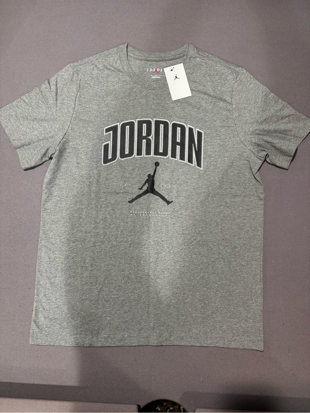 Jordan Men's Gray Logo T‑Shirt with Black Jumpman